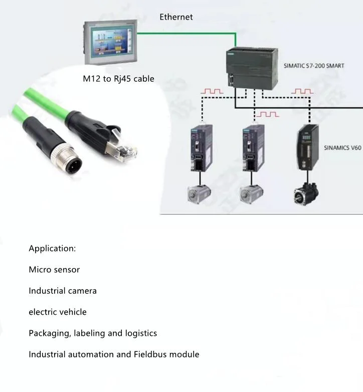 IP67 Industrial Ethernet Cable M12 X Coded to RJ45 Data Communication Cable M12 to RJ45 Patch Cable