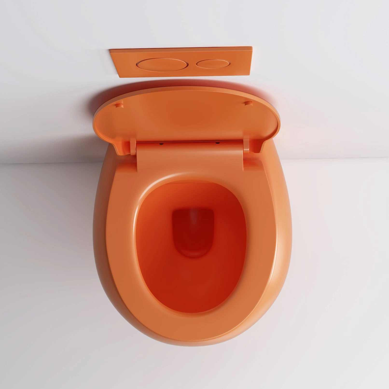 Bon marché mur de papier hygiénique Hung toilette Orange couleur mat Quick-Release Couvercle