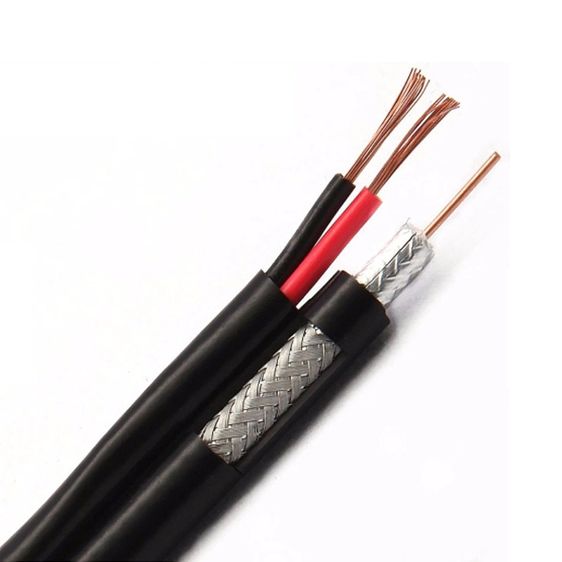 Coaxial Cable Rg59+2c Power Cable Copper/CCS Conductor Double Shielded 2core Power Wire for Security Camera