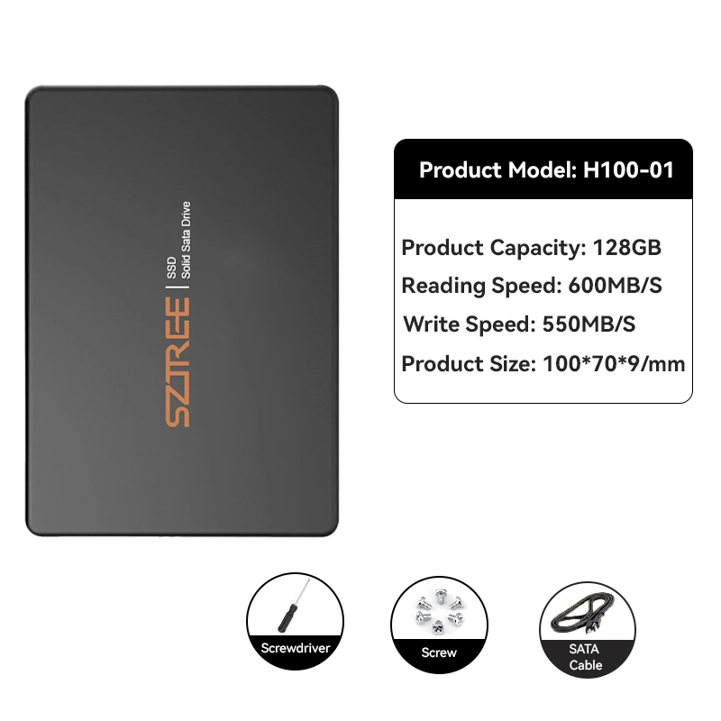 Hot Sell 128GB, 256GB, 512GB, 1TB Computer Parts SSD Hard Drive SATA3 2,5inch