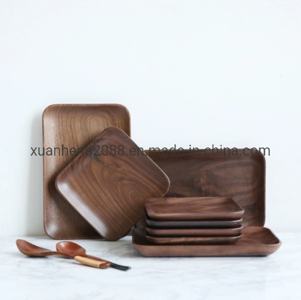 High Grade Rectangle Black Walnut Wooden Plate Tea Tray