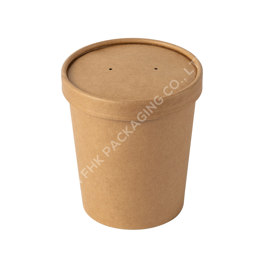 FDA/EU Approval Wholesale Food Grade Disposable Kraft Paper Bowl Round Salad Container