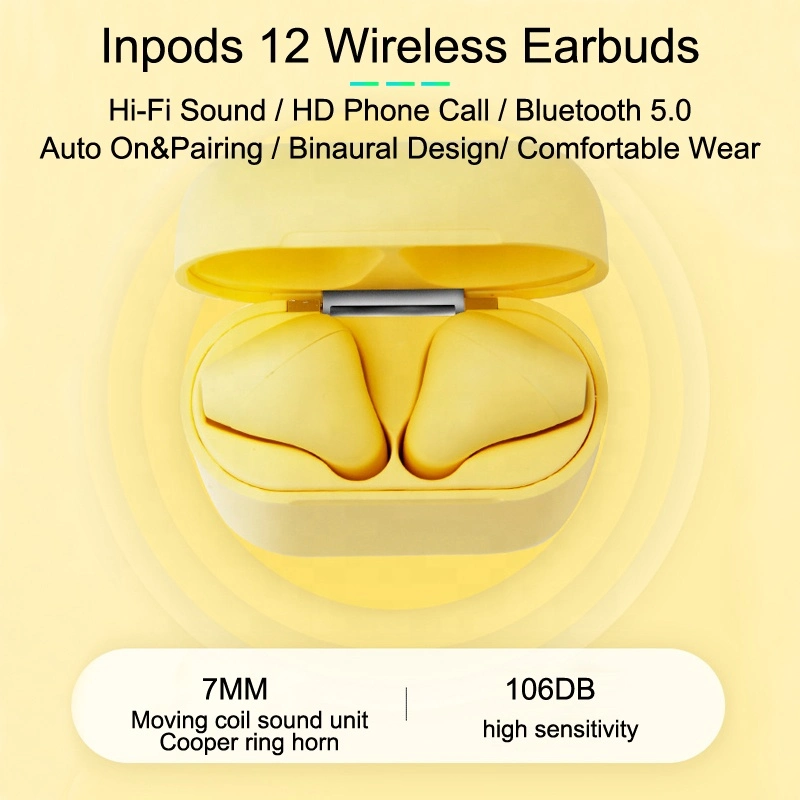 Bt5.0 Inpods12 Waterproof Sport Tws Wireless Bluetooths Earphone for Apple iPhone Android