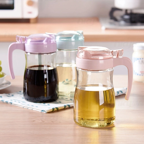 Automatic Opening and Closing Seasoning Glass Bottle with Lid Oil Vinegar Bottle Oil Pot