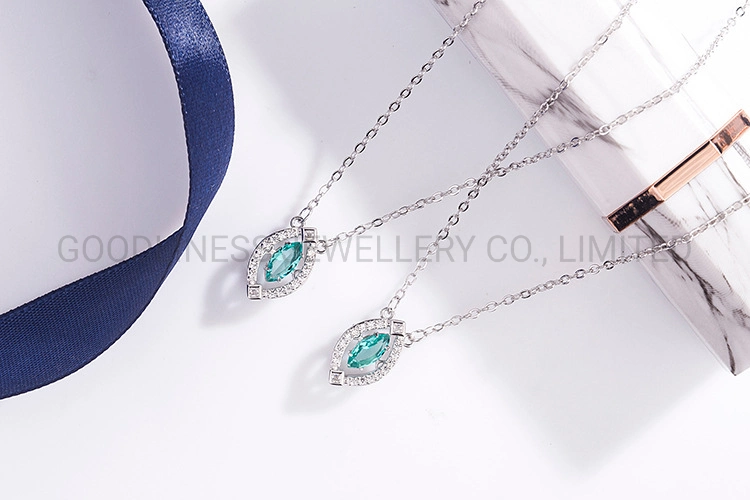 Collar de corazón de ojo de caballo mujeres′ S S925 Sterling Silver Diamond Collar