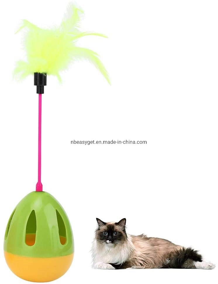 Jouet interactif Boule, Plume cat cat Teaser &amp; Spinning automatique Tumbler boule avec bruit de crépitement et distributeur de nourriture pour chats chaton ESG12437