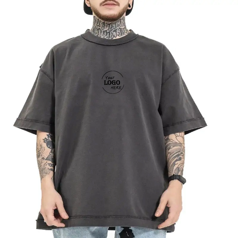 Wholesale Drop Shoulder 240 GSM Heavyweight Oversized Acid Washed T Shirt