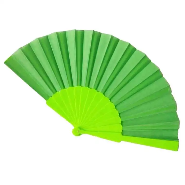 Plastic Bone Fan Silk Cloth Blank Folding Fan Chinese Style Dance Fan Pure Color Taichi Plain Morning Exercise DIY Craft Paint