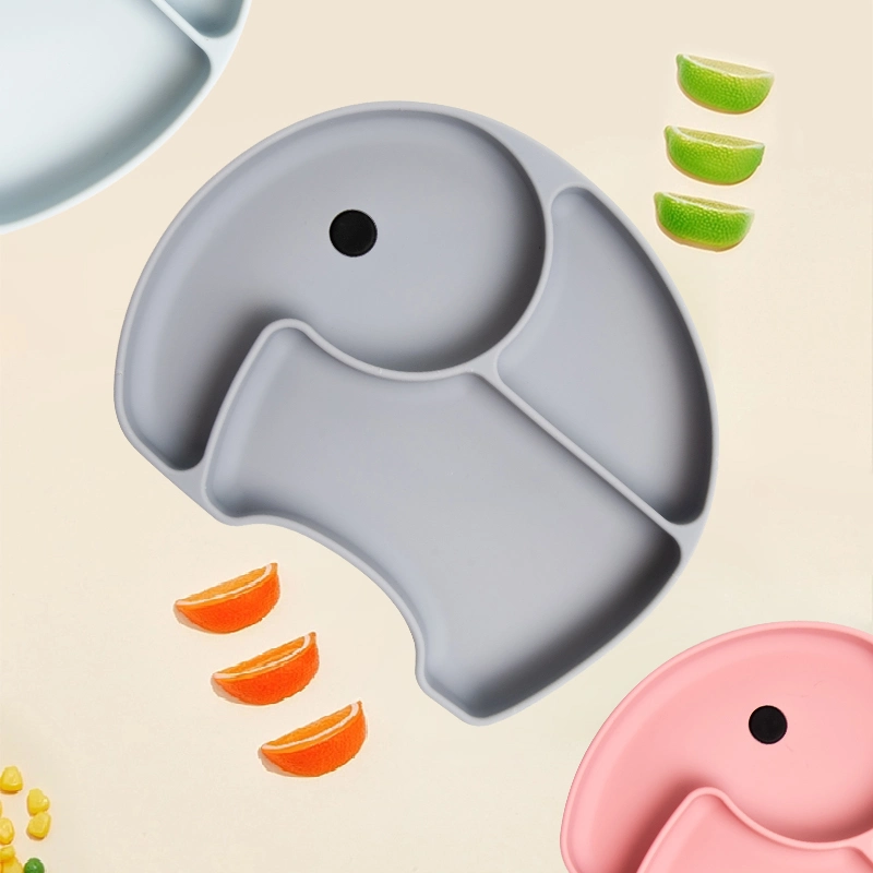 Smile Silicone Plate Baby Placemat Kids Suction Bowl Toddler Plates