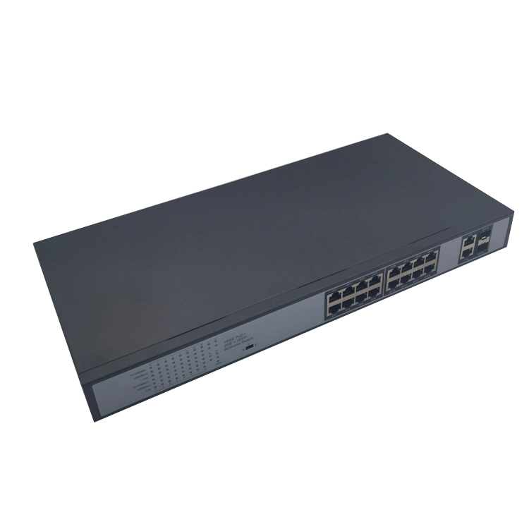 OEM/ODM Unmanaged Poe Switch 10/100/1000Mbps Tp 16 Ports (802.3at/af) + SFP 2 Slots