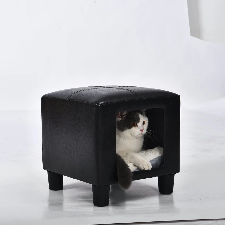 PU Leather Human Sitting Cat House Bed Sofa Cat Furniture Stool