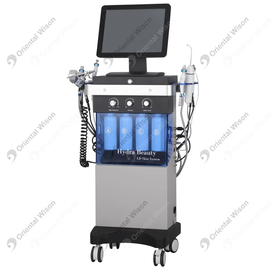 H2 O2 Hydrogen Oxygen Ultrasound Bio Microcurrent Eye Lift Cold Hammer Dermabrasion Hydrao Facial Cleaning Aqua Peel Machine Skin Tighen Whiten Wrinkle Removal