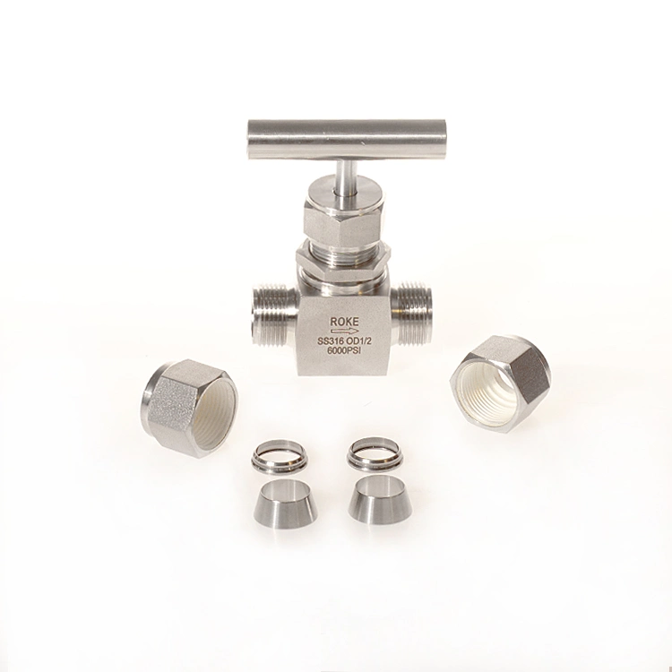 Stainless Steel SS316 6000psi 1 Inch Double Ferrules Tube Union Integral Forged Needle Valve