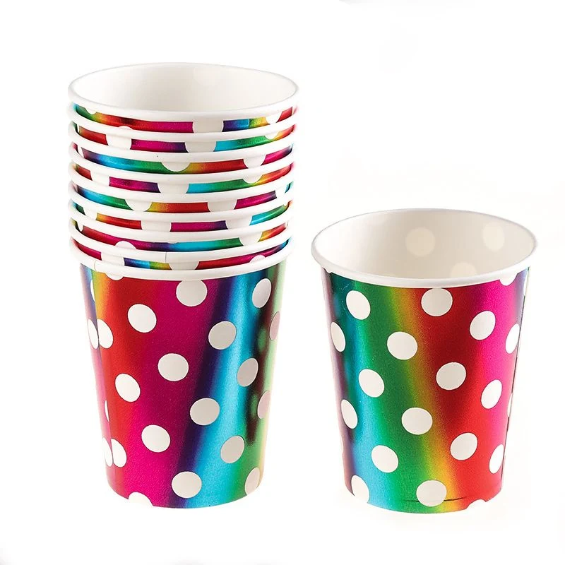 Cup Paper Cup ecofridendly 100% قابلة للتحلل الحيوي من Polka لون الحزب