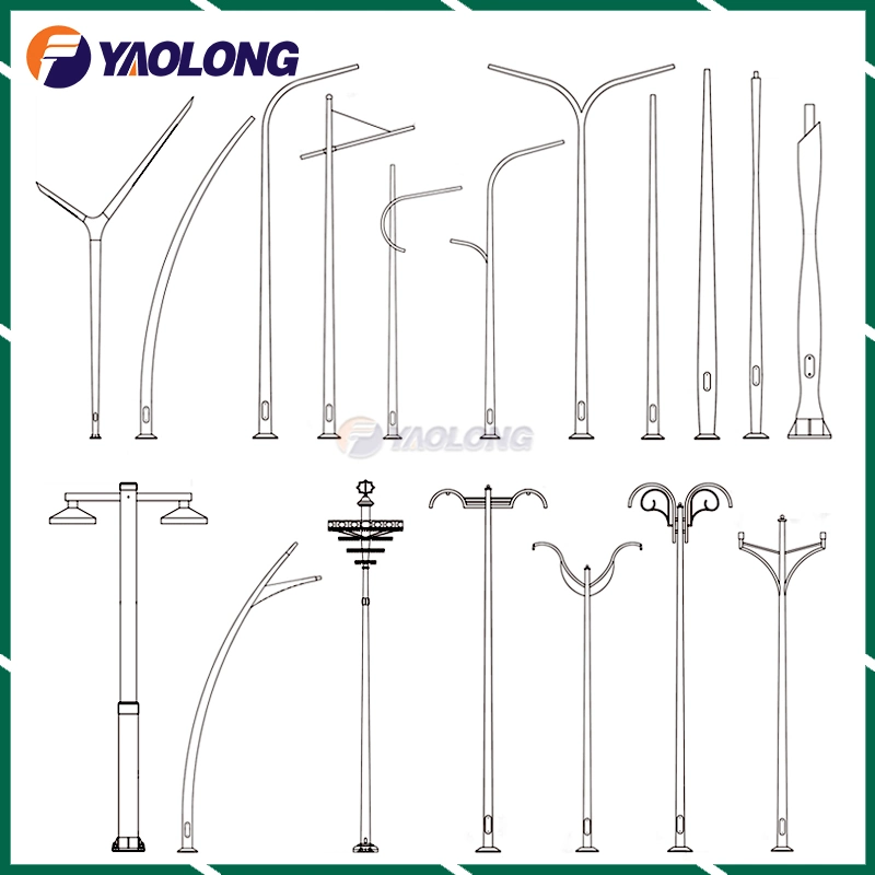 3m 4m 5m Single Arm Aluminum Garden Road Poles