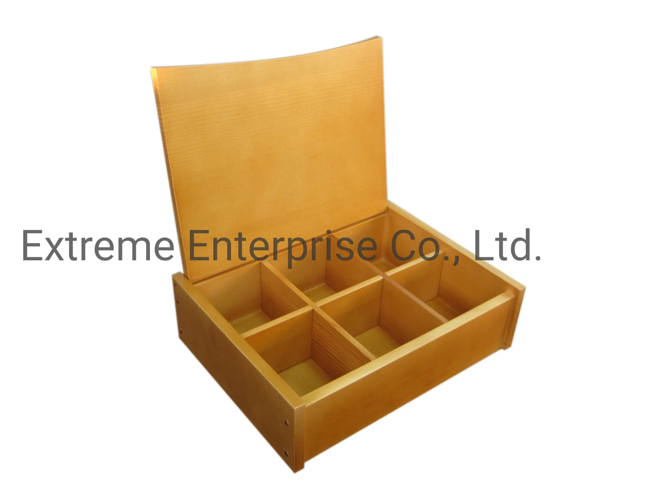 Light Brown Finished Wooden Tea Compartment Storage and Packing Box