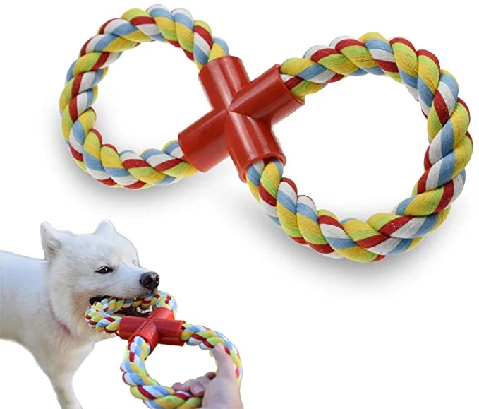 Novos acessórios para animais de estimação Tug Toy Dog Chew Toys com 8 formas