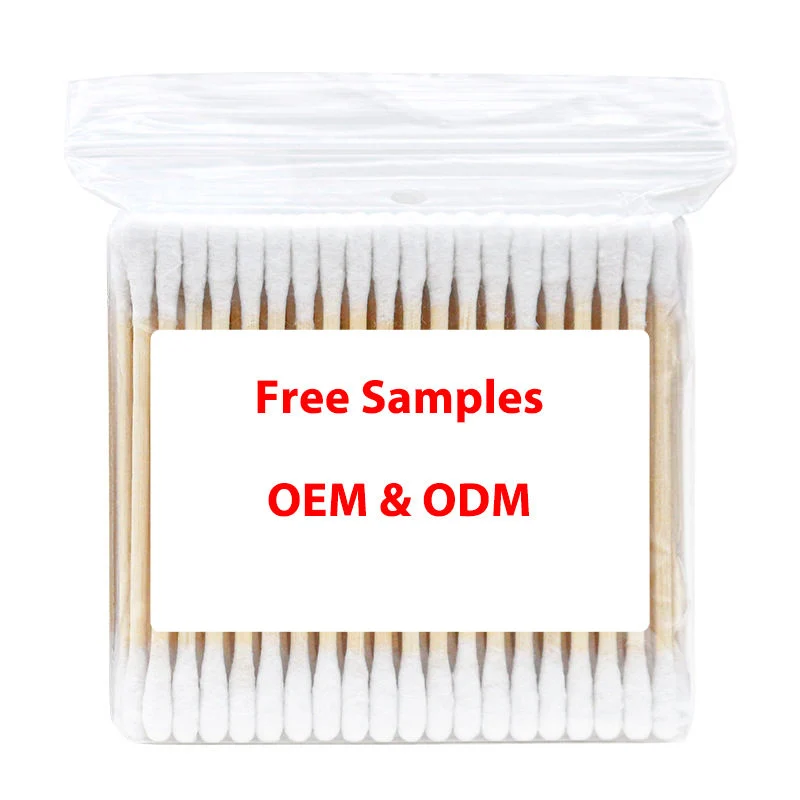 100 PCS High Quality Medical Paper Wooden Bamboo Stick Double Head Cotton Swab for Daily Use
