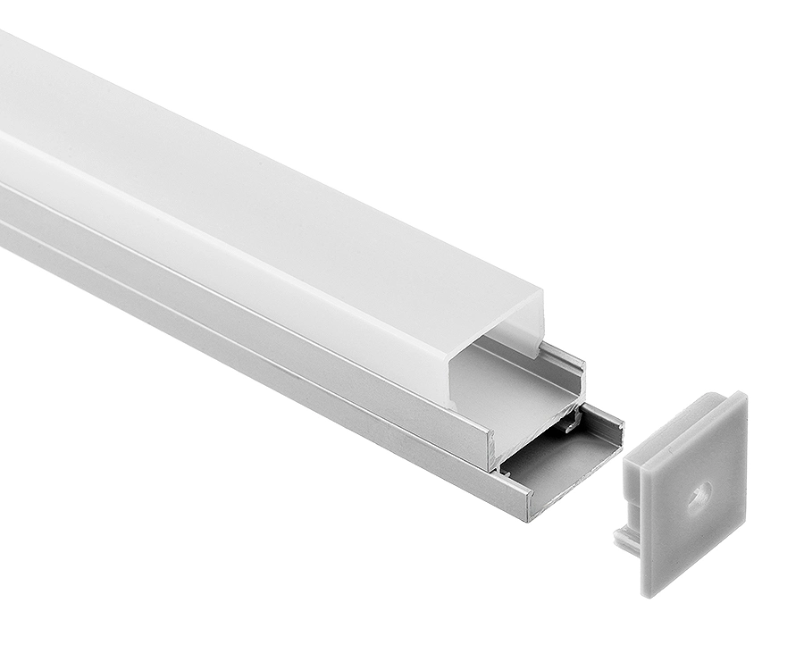 LED montées en surface Profil en aluminium avec couvercle en acrylique Forme rectangulaire