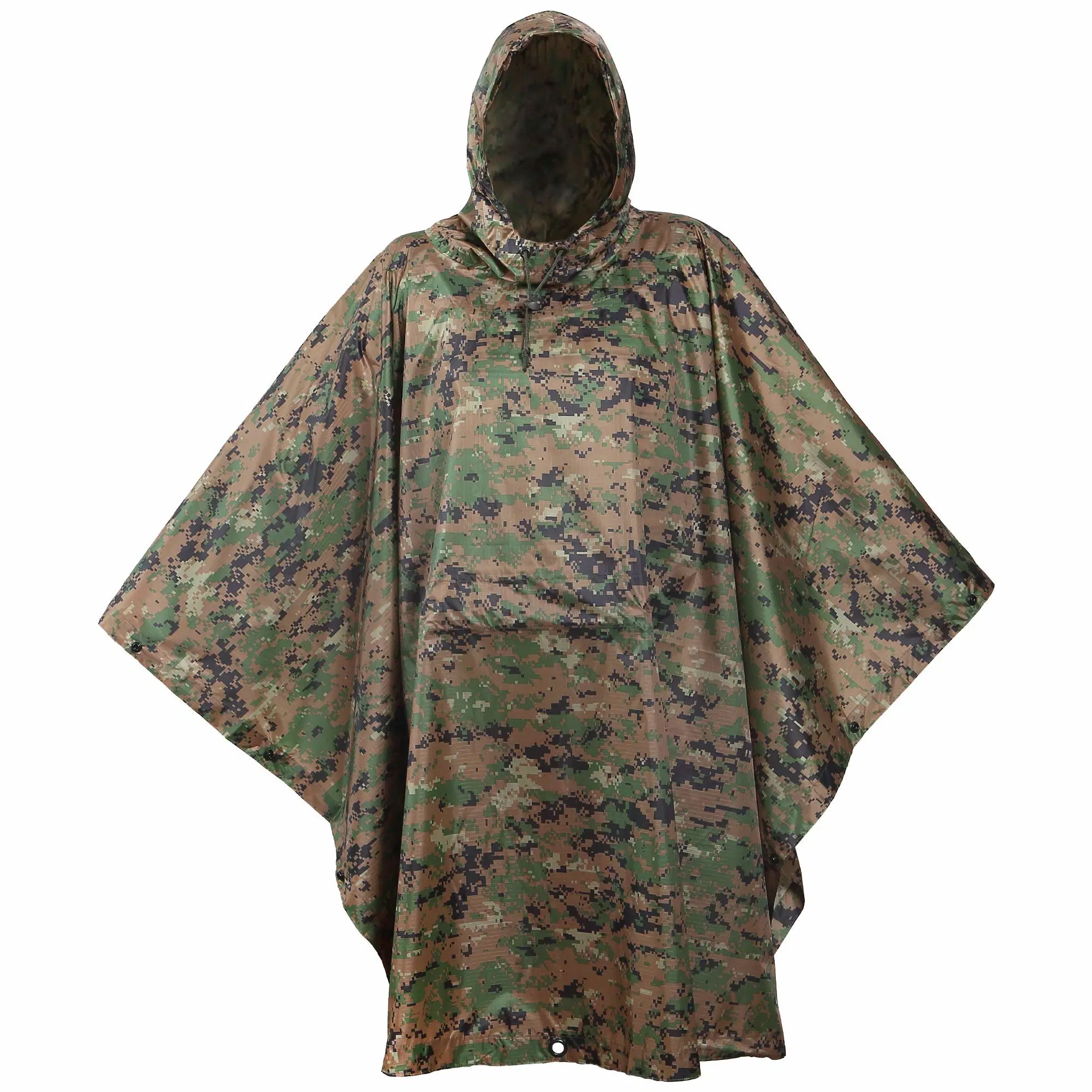 Camouflage Rain Poncho Waterproof Hooded Poncho Outdoor Camping Hiking Rain Cover