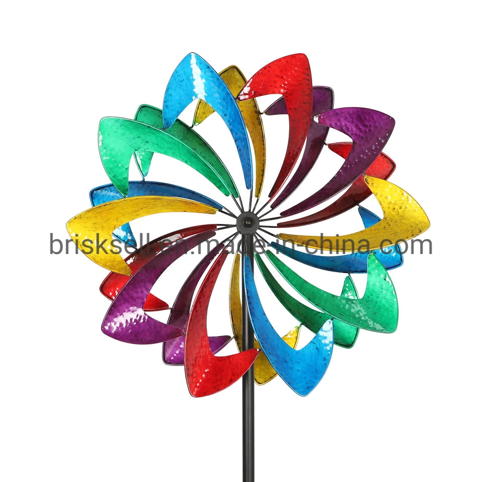 New Design Rainbow Decorative Color Kinetic Spinner Metal Garden Windmill Wind Spinner