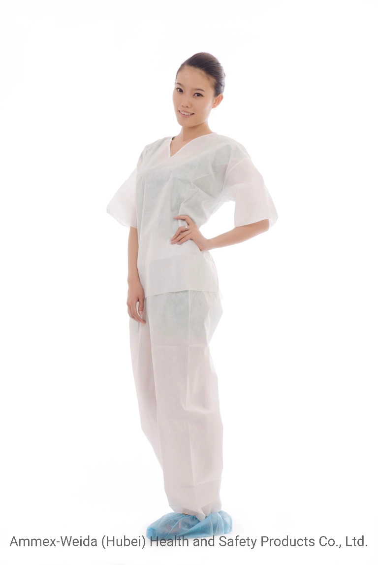 Disposable Scrub Suit with Shirt and Pants/SMS Material Disposable Shirt and Pants