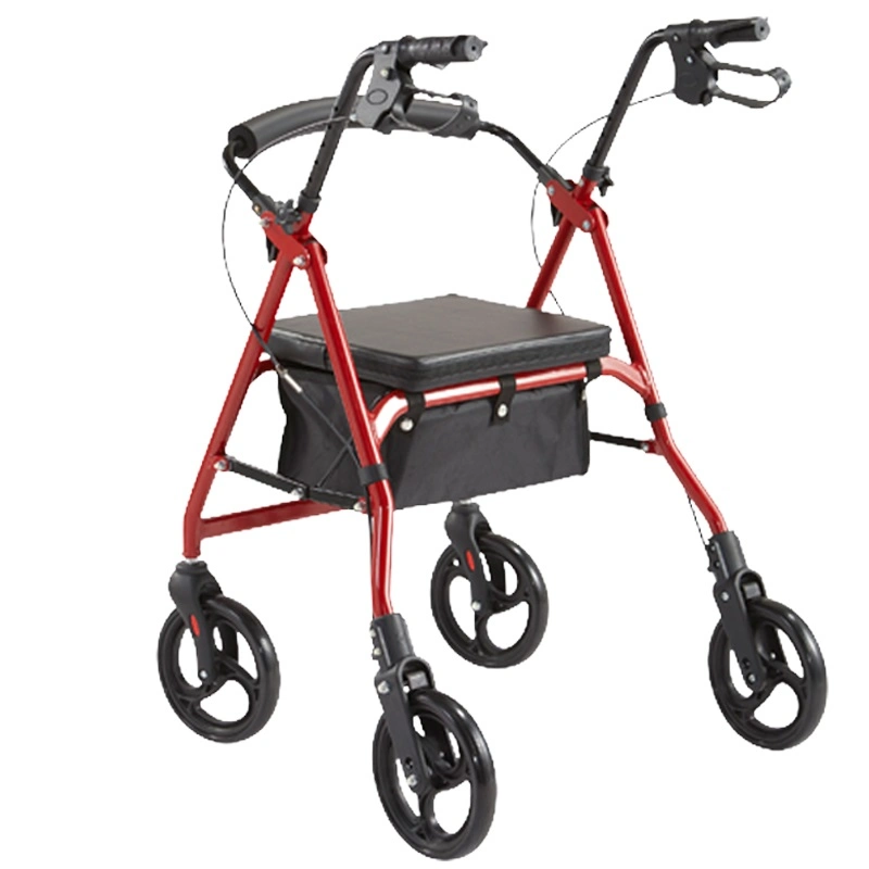 Household Aluminum Alloy Multifunctional Walker Rollator with Storage Bag for The Elderly