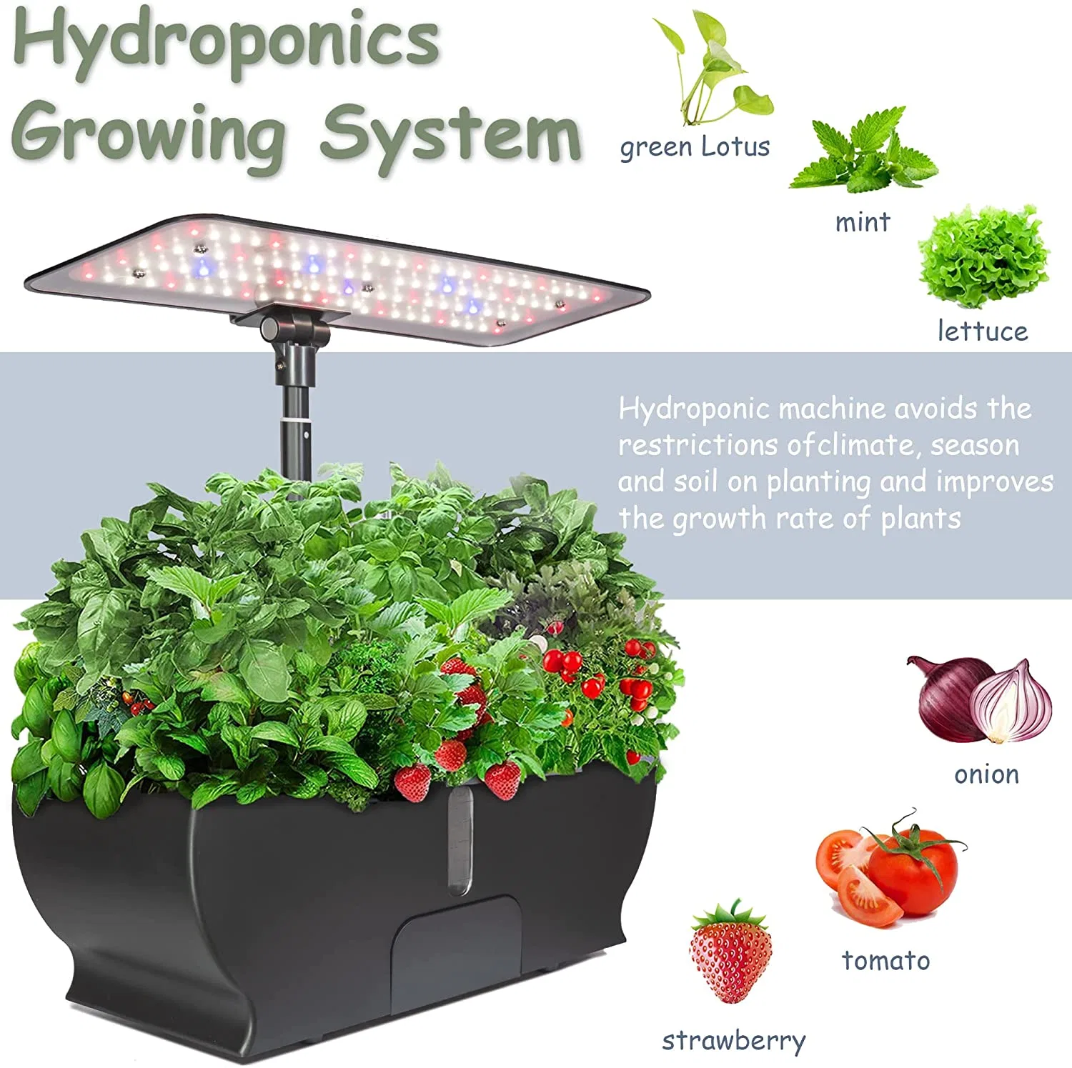 Hydroponic Garden Pots Planters Smart Indoor Garden LED Grow Light for Fruit Flower Hydroponics LED Grow Light Herbs Planter