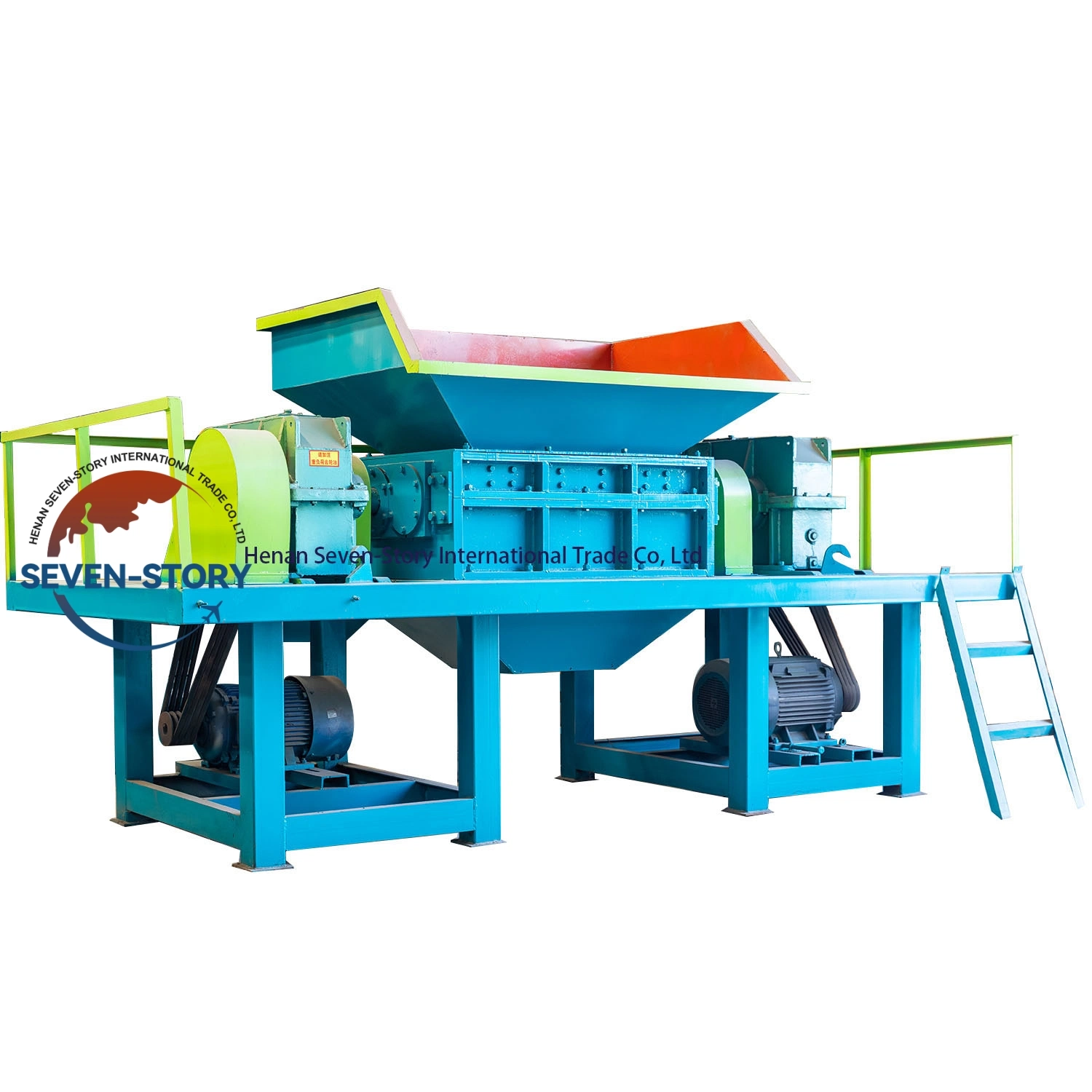 Rubber Tire Recycling Machinery with Wood Pallet Plastic Double Shaft Shredder