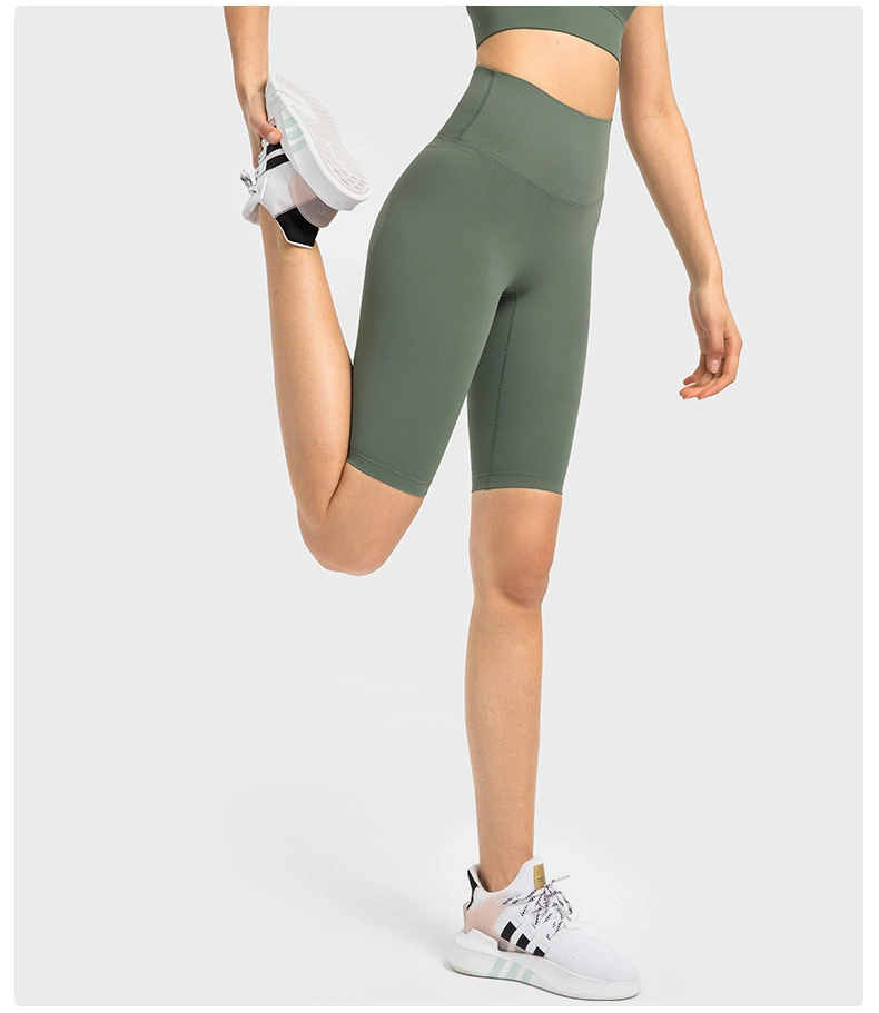 Mayorista personalizado de color sólido Butter suave Deportes de entrenamiento corto gimnasio Leggings de cintura alta Atlético Fitness Yoga corto Ciclismo para mujeres Pantalones cortos de ropa