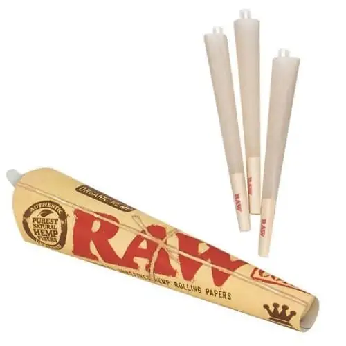 Los conos de Raw King Size clásico Paquete de 100 Natutal laminados Pre