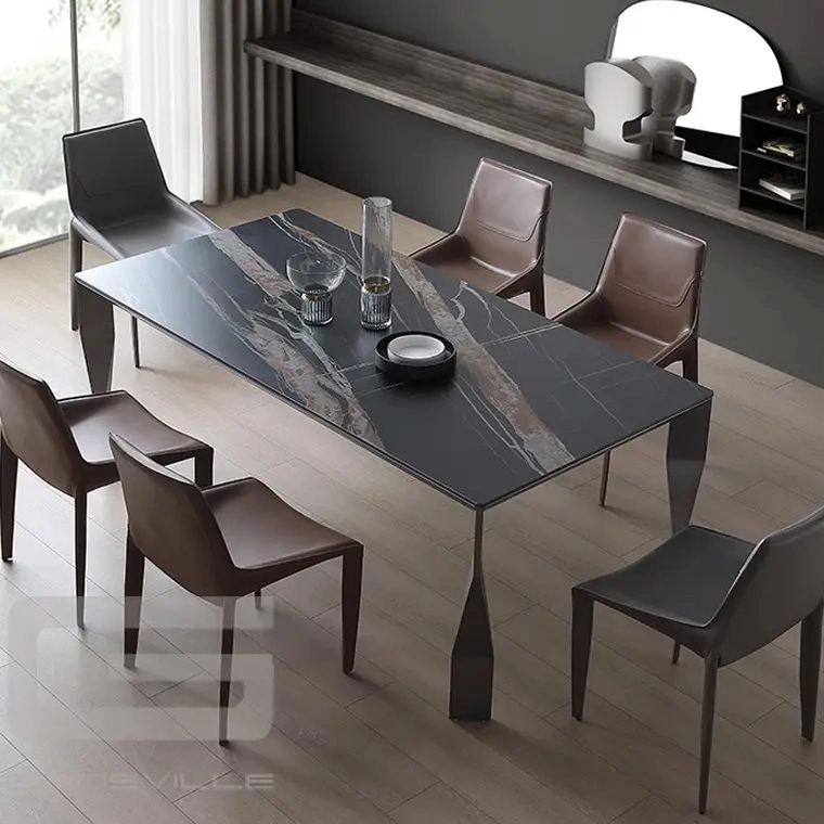 Square Italian Luxury Contemporary Mable Dining Room Table