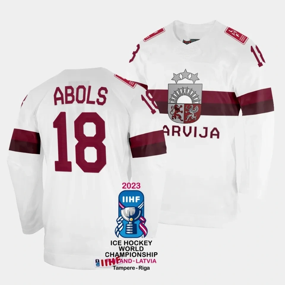 Wholesale/Supplier Latvia #18 Rodrigo Abols 2023 Iihf World Championship Home Jersey White