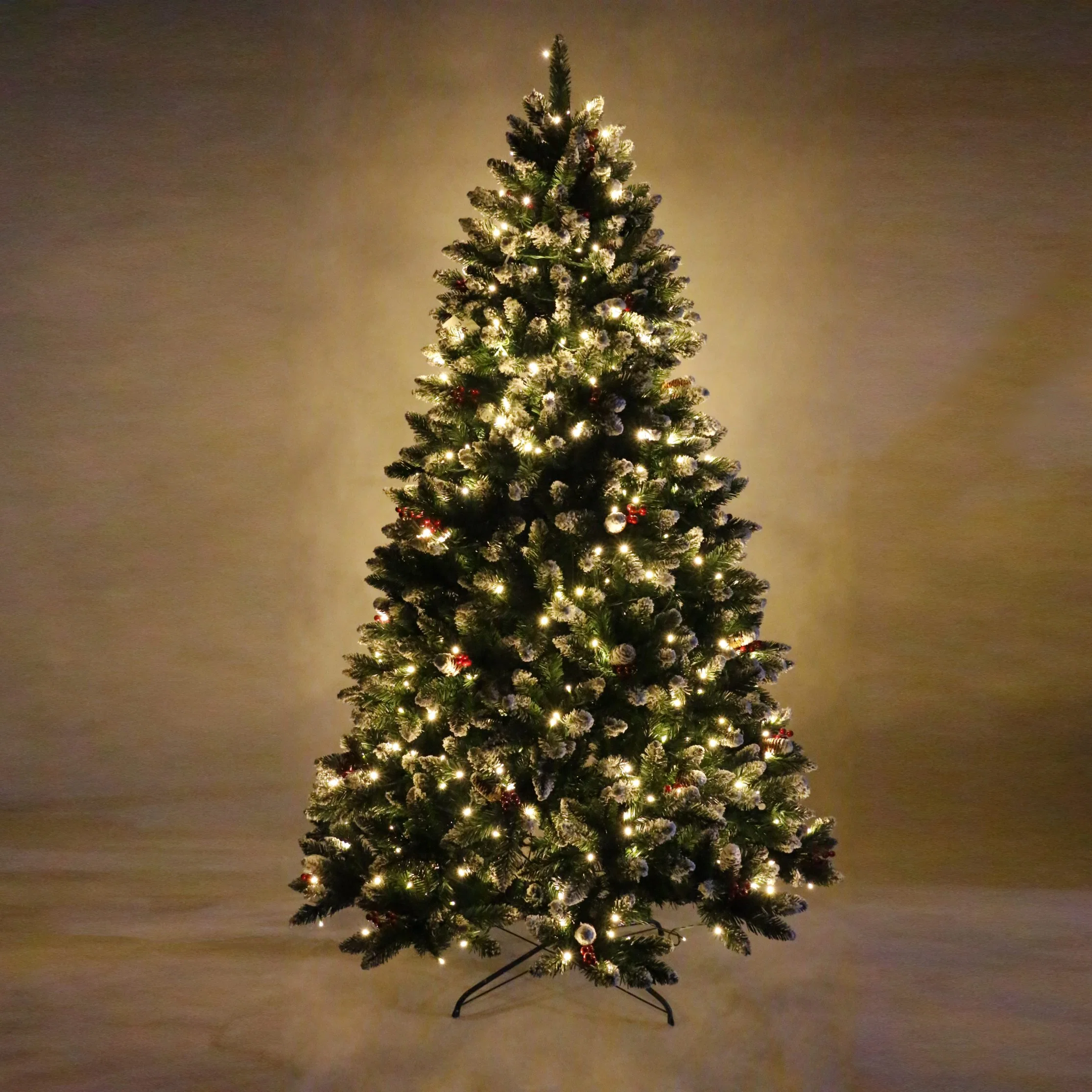 Árvore de Natal Artificial Verde Pré-iluminada Mista de PVC+PE com Iluminação LED no Atacado