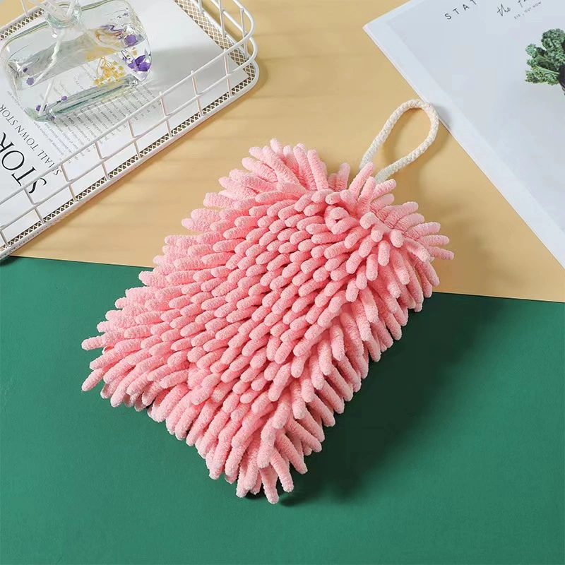 Household Kitchen Bathroom Water-Absorbing Quick-Drying Chenille Hand Towel