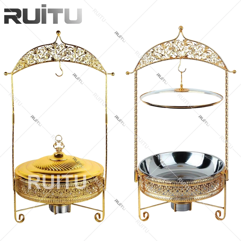 Kitchen Accessories Other Hotel Wedding Decorations Wedding Gold Copper Chafing Dish Buffet Set Luxury Food Warmers with Lid Hook Chaffing Dishes for Catering