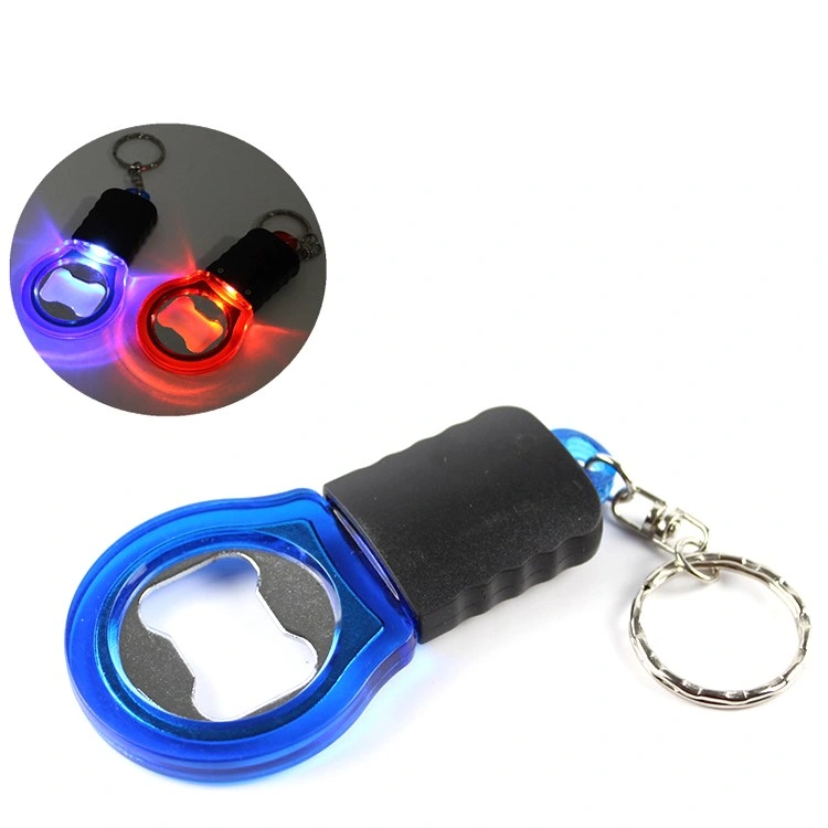 Plastic Bulb Shape LED Flashlight Keychain Bottle Opener