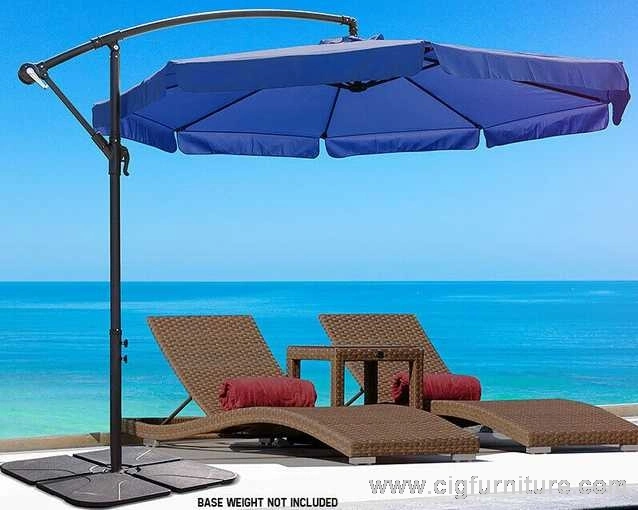 Novo Azul 3m Piscina Umbrella Metal Deck Cantiléver Patio W