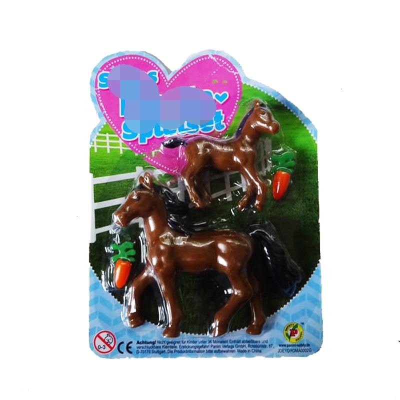 Children Plastic Horse Play Set Big and Small Horse Toy with Radish
