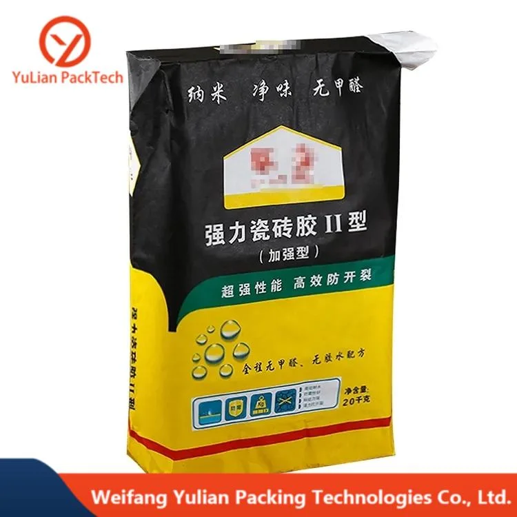 Multi-Layer Kraft Paper Square Bottom Valve Bag Packing 25kg Tile Adhesive, Cement, Gypsum Powder,