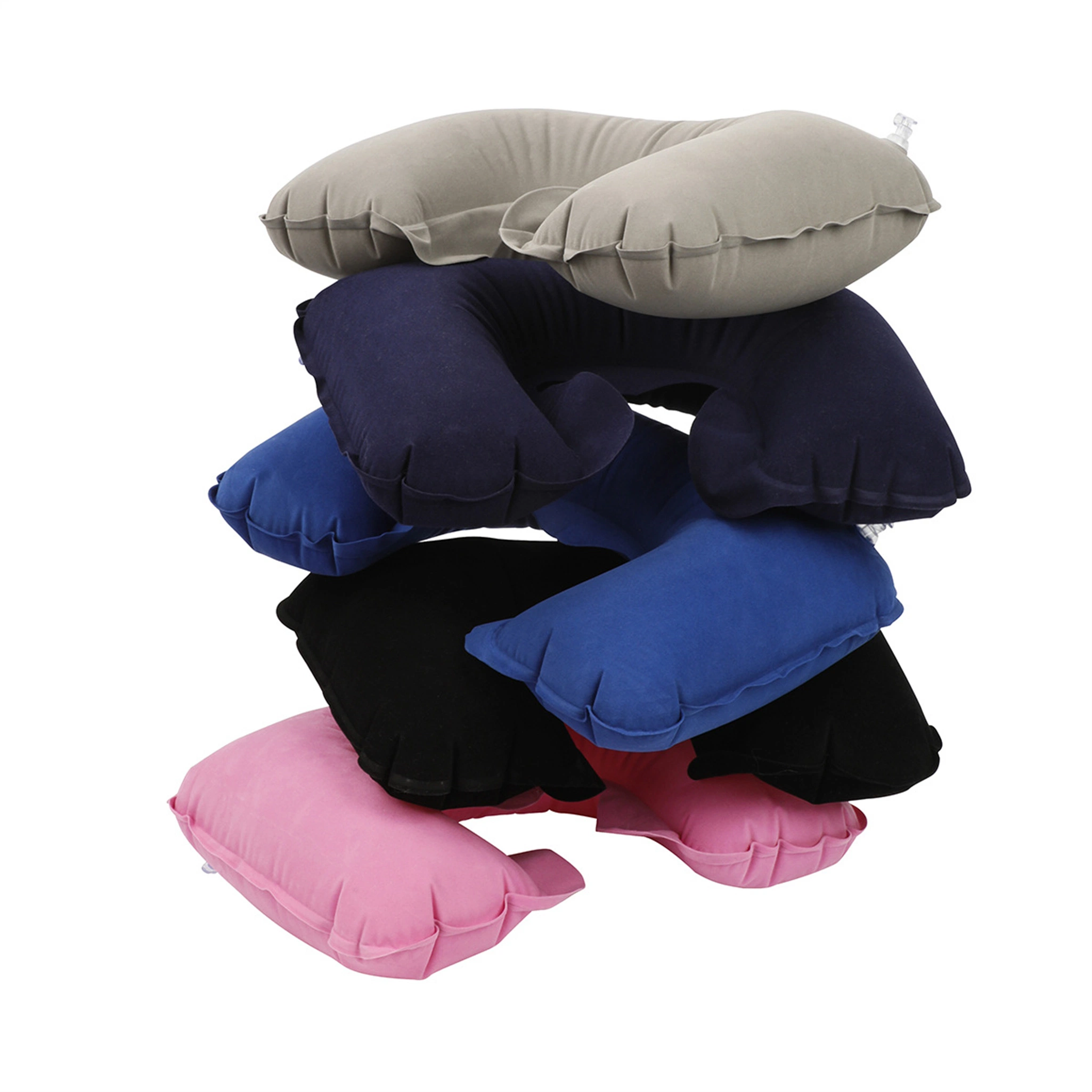 Multicolor Neck Guard U-PVC Flocking Lie Press Type Soft Outdoor Travel Pillow