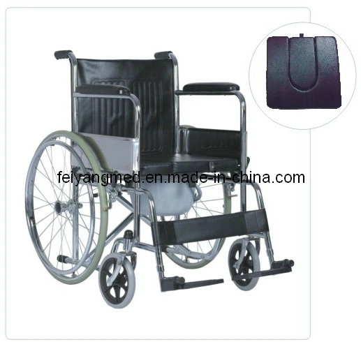 Steel Wheelchair Commode with U Shape Commode Seat