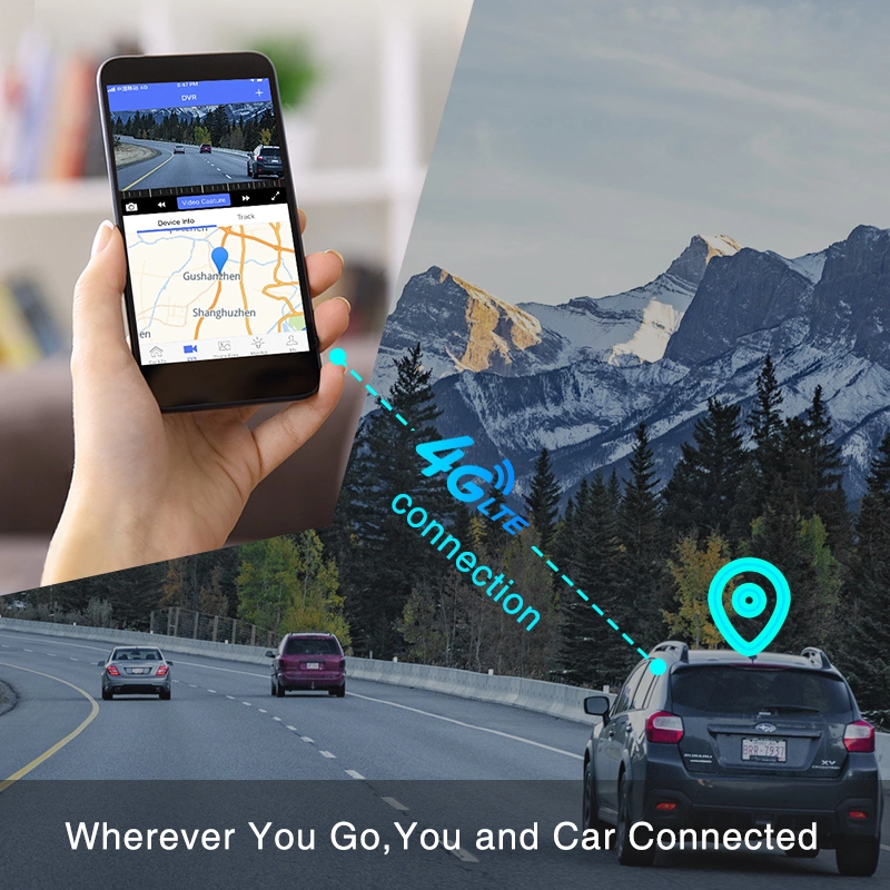 مسجل فيديو GPS Positioning Video Recorder كاميرا لوح القيادة 4G LTE Dashcam نظام GPS الأساسي WiFi الأمامي والخلفي للسيارة لإدارة أسطول المعدات مسجل الفيديو الرقمي (DV