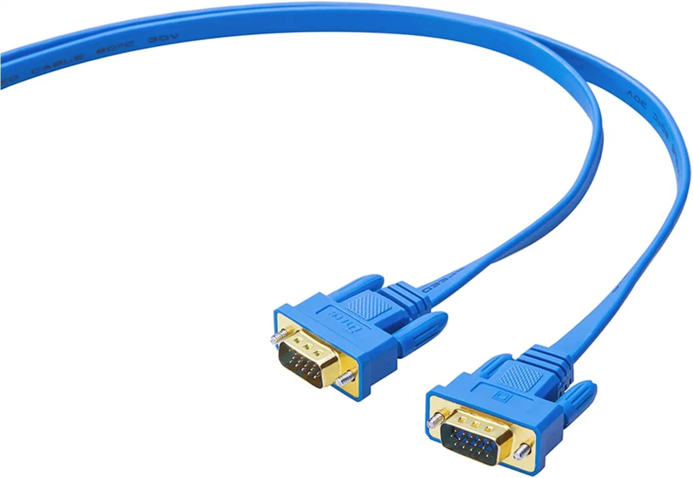 Ultra delgado monitor de ordenador plana de 15 pies de Cable VGA Macho a macho conector Cable - azul - 5m