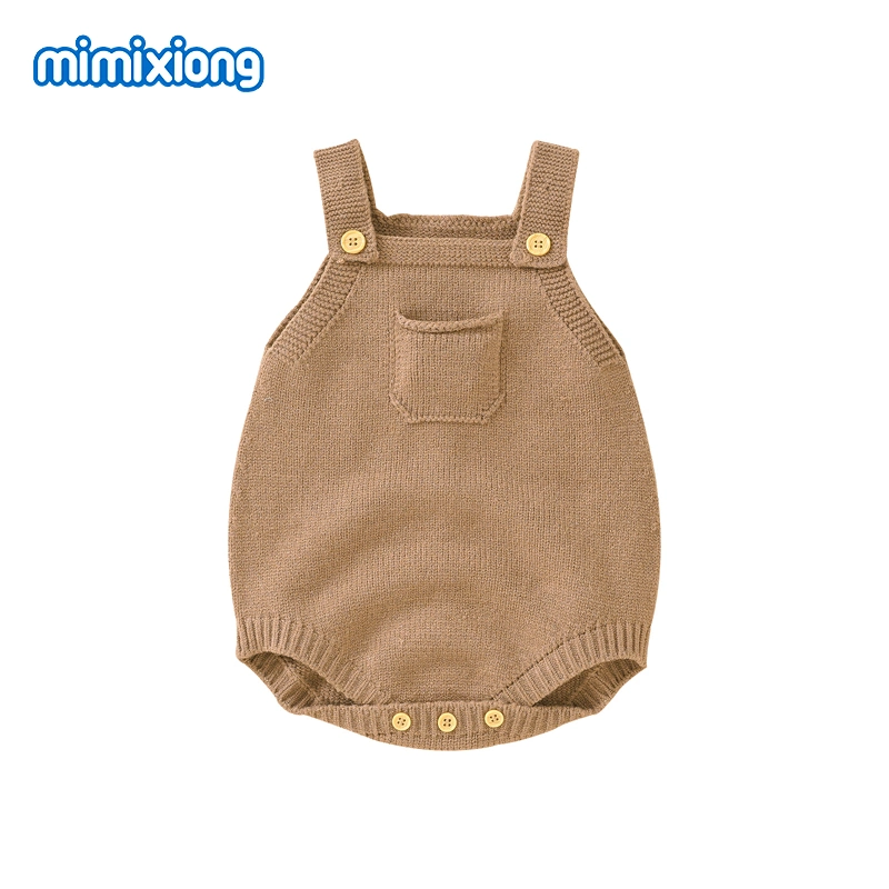 Hot Sale Summer Good Price Baby Knitted Rompers Sleeveless Toddlers Infants Clothes with Pocket Clothes One Line Molding