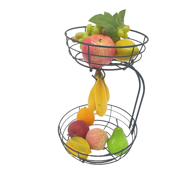 Double Layer Dried Fruit Gift Basket Christmas Stacked Fruit Basket with Banana Hook