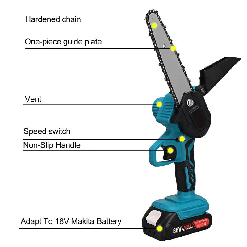 Kit de Chainsaw eléctrico portátil inalámbrico de 6 pulgadas para árbol Poda de madera