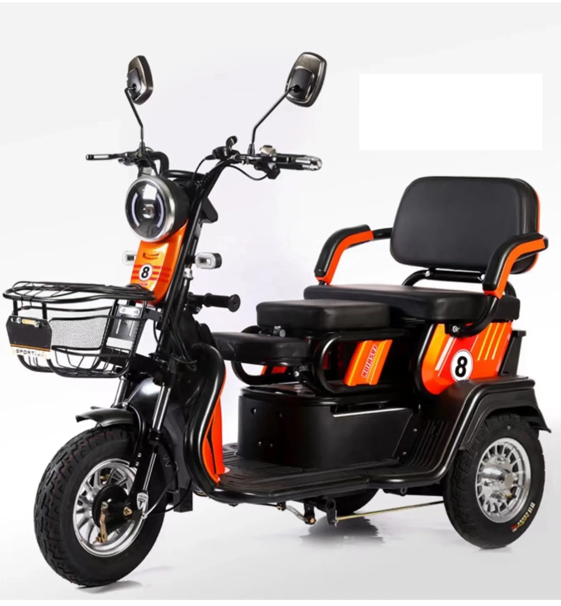 OEM 48V 60V Tricycle Electric Bike Adult Powerful 3 Wheel Tricycle 2 Seat Mobility Scooter Electric 3 Wheels Open Passenger 7-9h