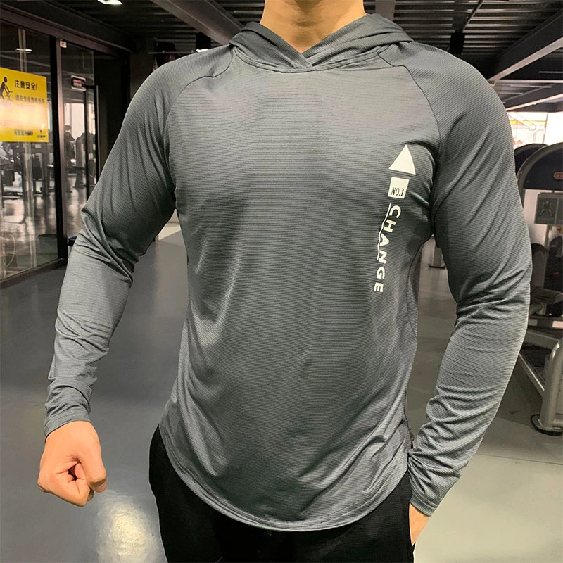 Men Sportswear Printing Hoodies Shirts Gym Clothing T-Shirt Quick Drying Breathable Shirts