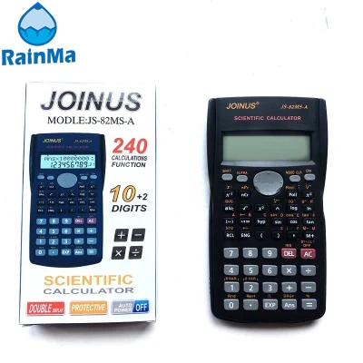 JS-82ms-a funciones de estilo negro Calculadora científica de 10+2 dígitos con botón Batería